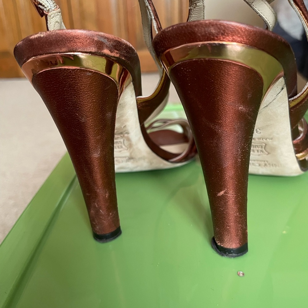 Jimmy Choo Women's Bronze Strappy Heels - Picture 3 of 4